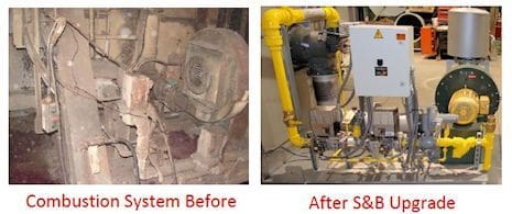 A before and after picture of the process of removing water from a hydrant.