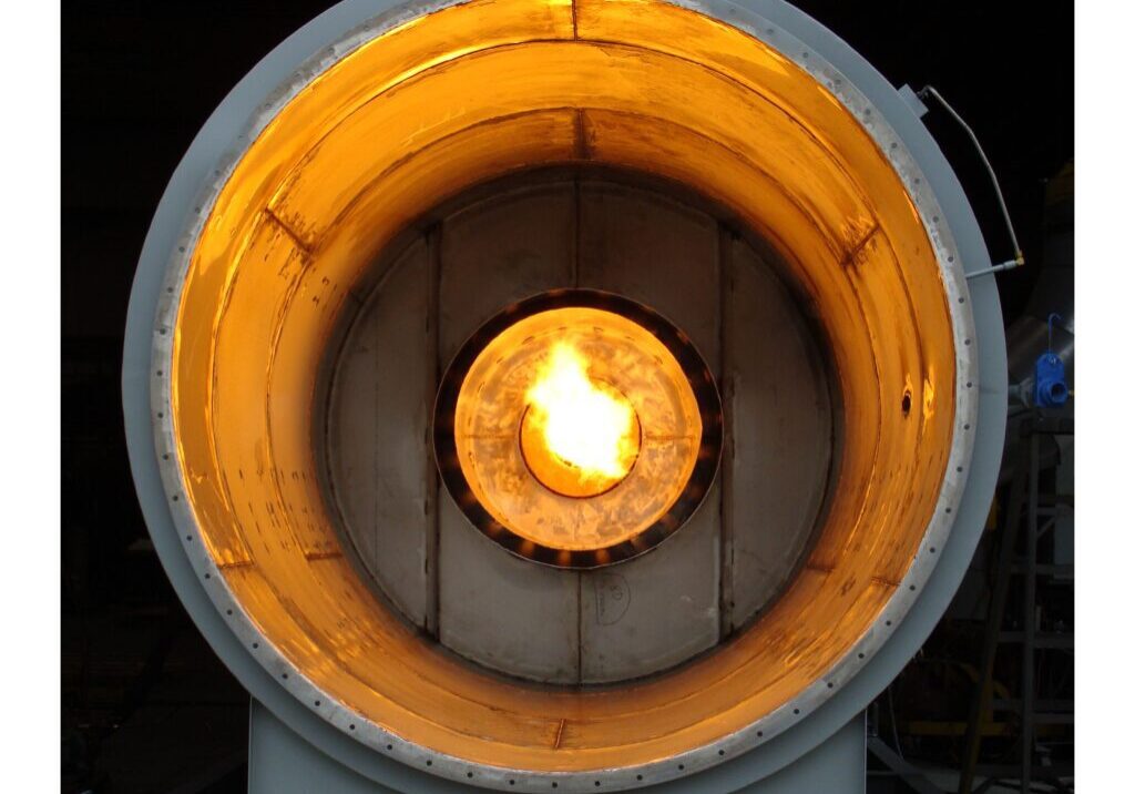 A close up of the inside of an industrial furnace