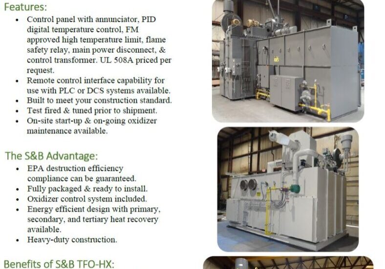 A brochure of the thermal oxidizer with heat recovery.