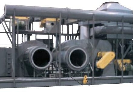 A close up of two pipes on top of a train.